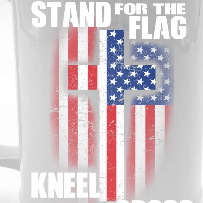 USA Patriotic Stand For The Flag Kneel For The Cross Front & Back Beer Stein