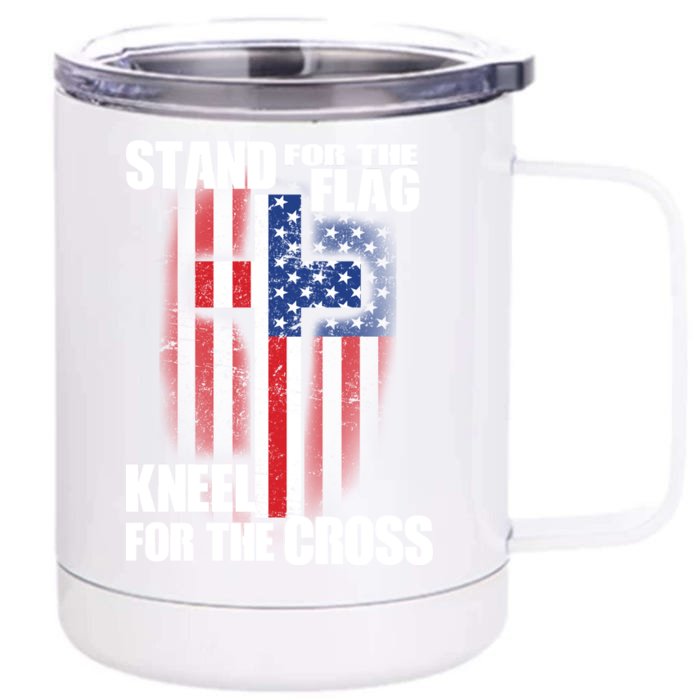 USA Patriotic Stand For The Flag Kneel For The Cross Front & Back 12oz Stainless Steel Tumbler Cup