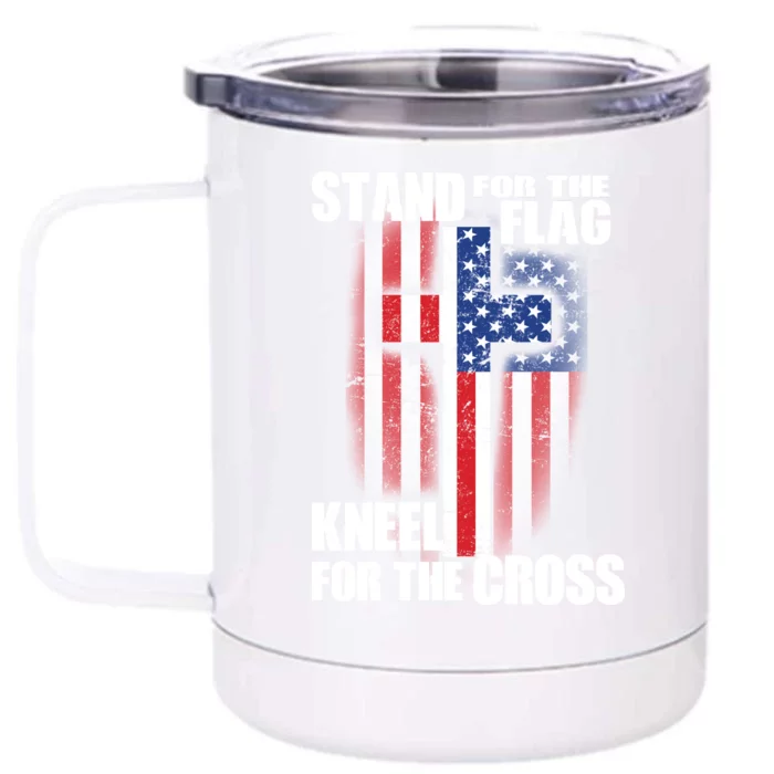 USA Patriotic Stand For The Flag Kneel For The Cross Front & Back 12oz Stainless Steel Tumbler Cup