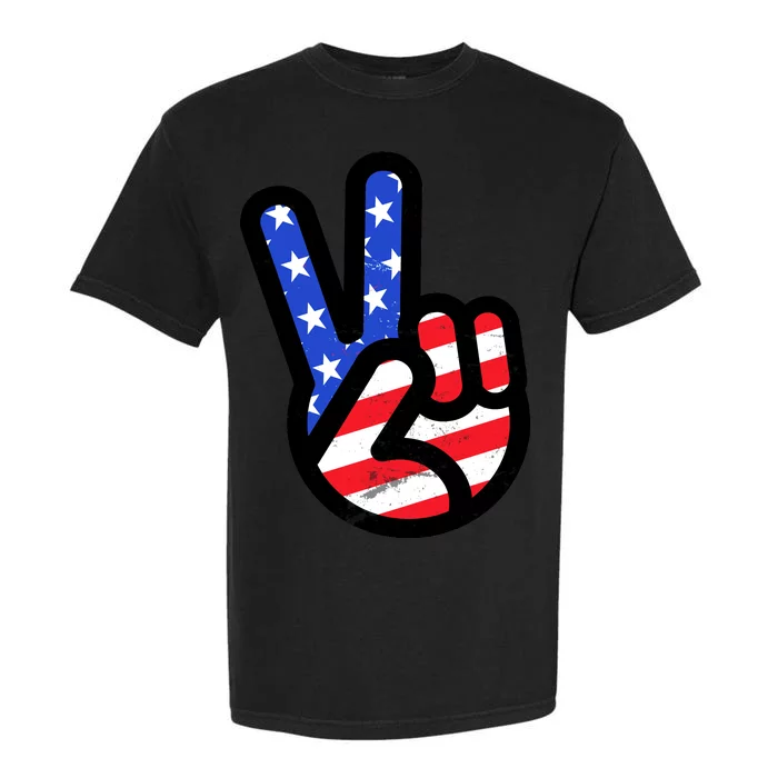 USA Peace Sign Garment-Dyed Heavyweight T-Shirt