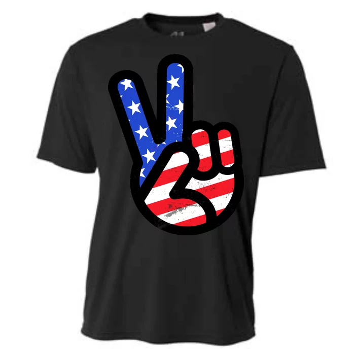 USA Peace Sign Cooling Performance Crew T-Shirt