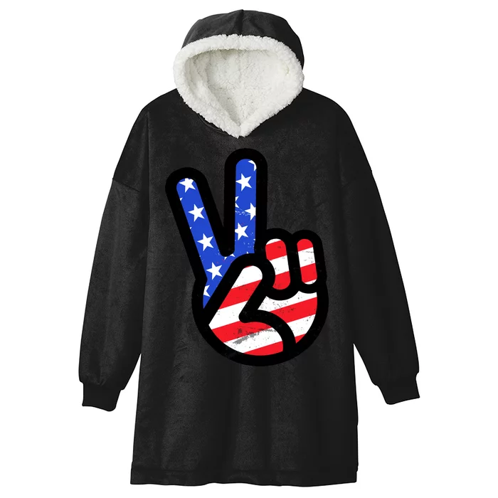 USA Peace Sign Hooded Wearable Blanket