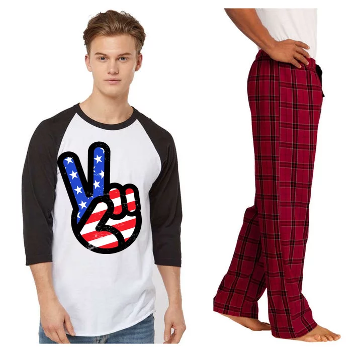 USA Peace Sign Raglan Sleeve Pajama Set