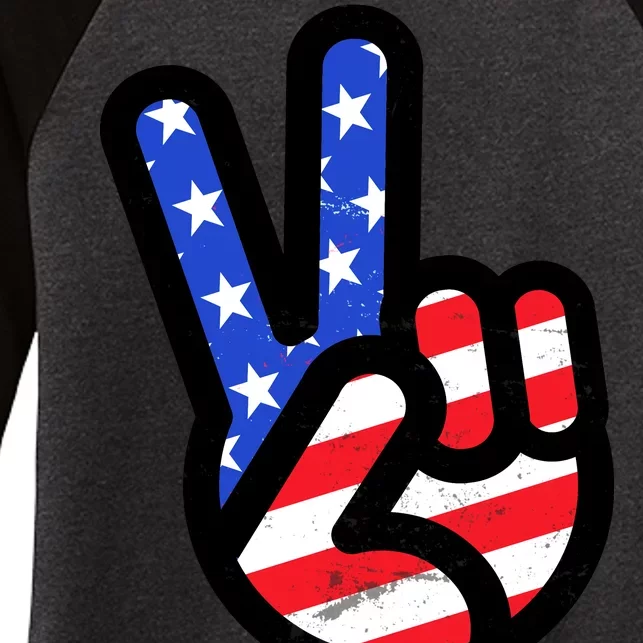 USA Peace Sign Women's Tri-Blend 3/4-Sleeve Raglan Shirt