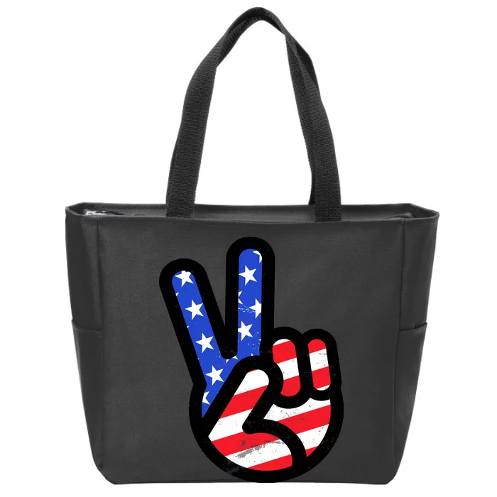 USA Peace Sign Zip Tote Bag