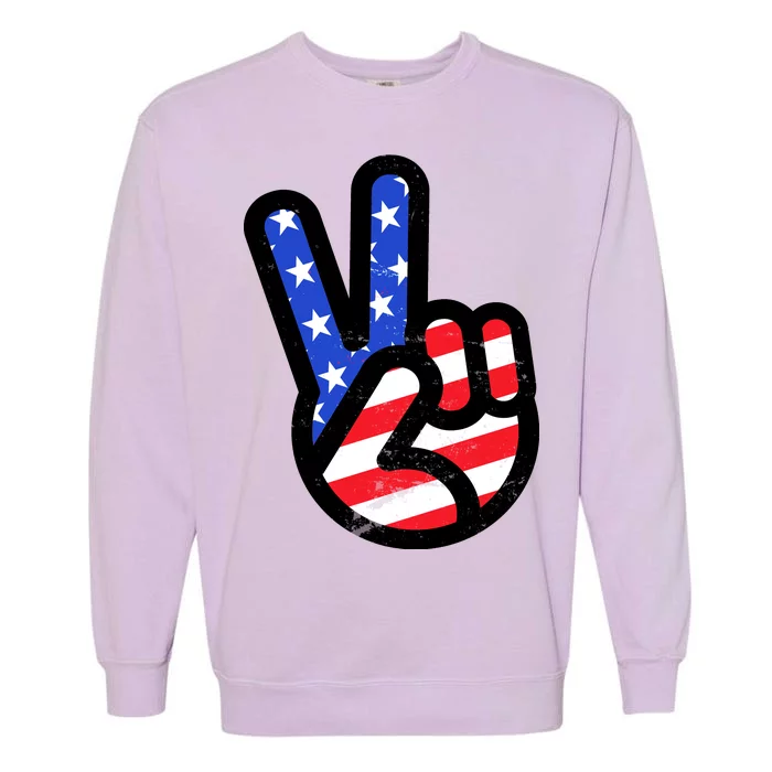 USA Peace Sign Garment-Dyed Sweatshirt