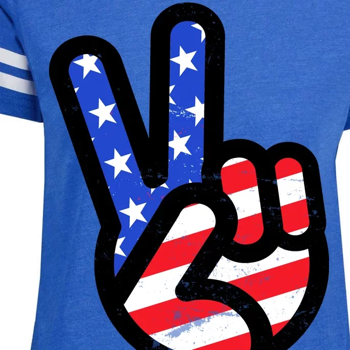 USA Peace Sign Enza Ladies Jersey Football T-Shirt