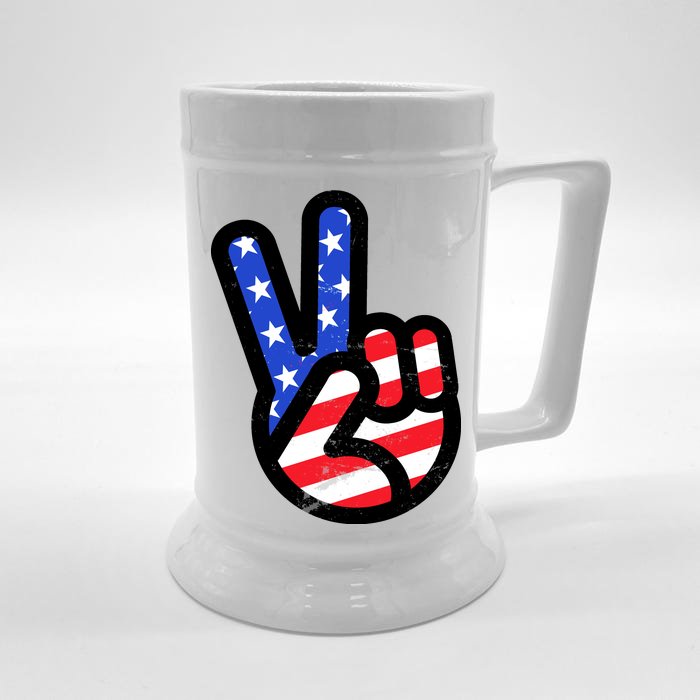 USA Peace Sign Front & Back Beer Stein