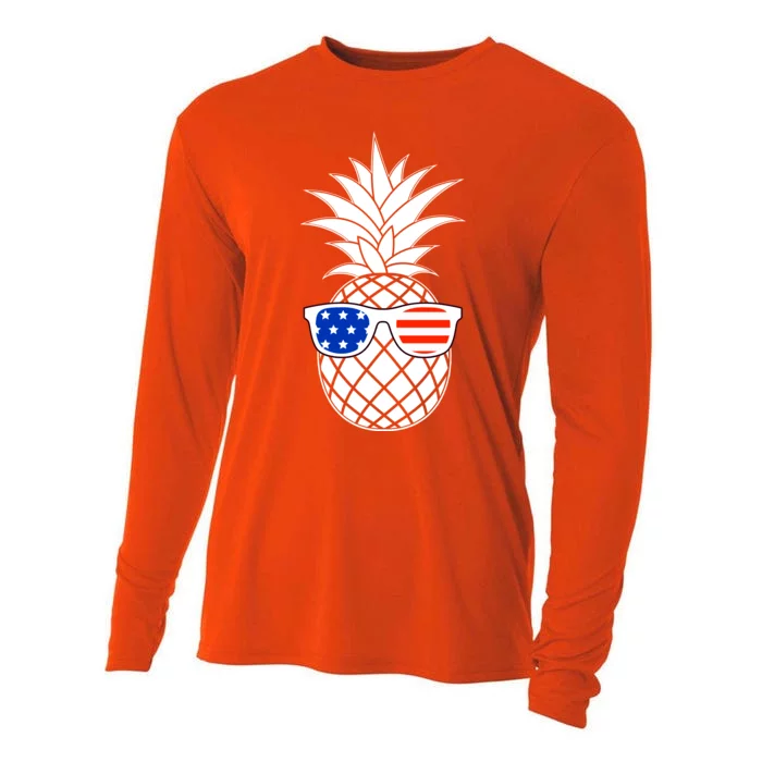 USA Pineapple With Sunglasses Cooling Performance Long Sleeve Crew