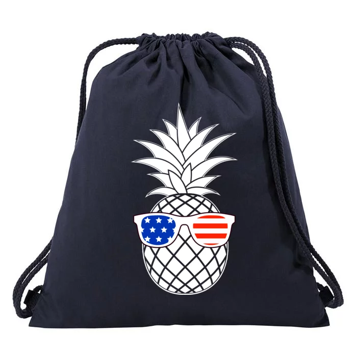 USA Pineapple With Sunglasses Drawstring Bag