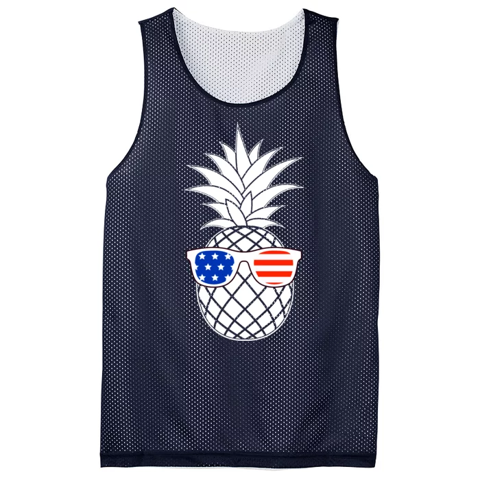 USA Pineapple With Sunglasses Mesh Reversible Basketball Jersey Tank