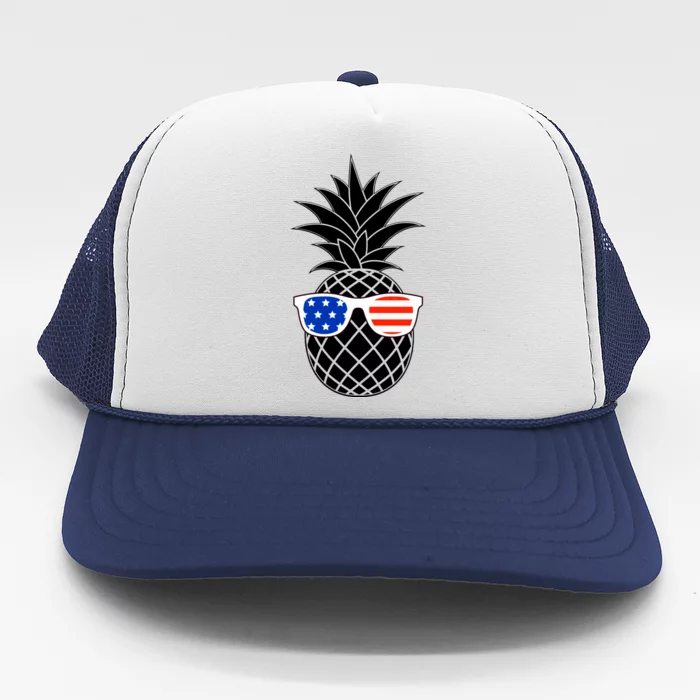 USA Pineapple With Sunglasses Trucker Hat