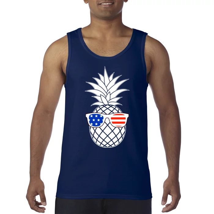 USA Pineapple With Sunglasses Tank Top