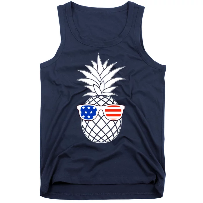 USA Pineapple With Sunglasses Tank Top