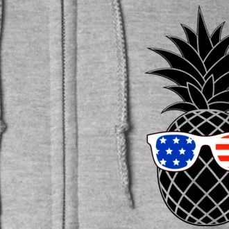 USA Pineapple With Sunglasses Full Zip Hoodie