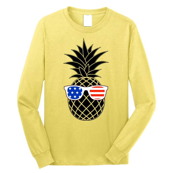 USA Pineapple With Sunglasses Long Sleeve Shirt