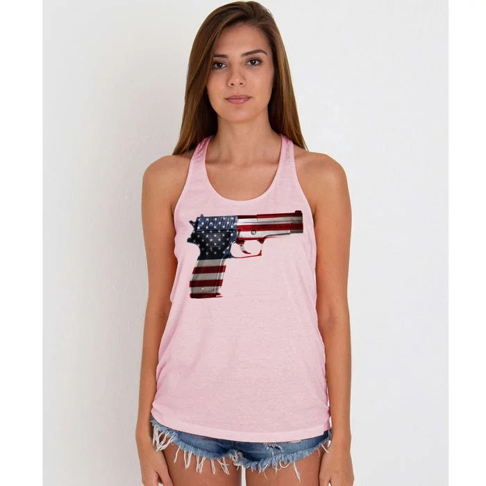 USA Pistol Gun Women's Knotted Racerback Tank