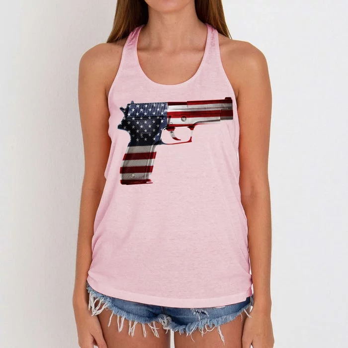 USA Pistol Gun Women's Knotted Racerback Tank