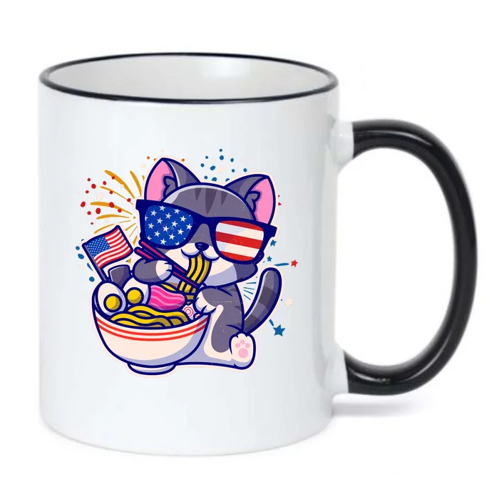 USA Ramen Bowl Kitty America Black Color Changing Mug