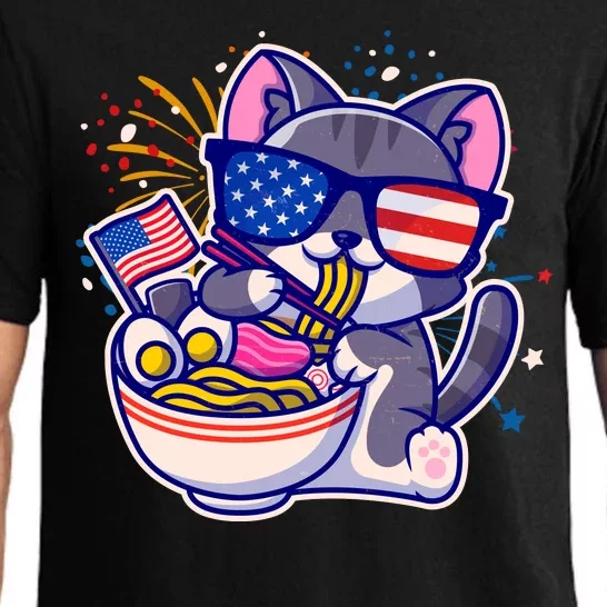 USA Ramen Bowl Kitty America Pajama Set