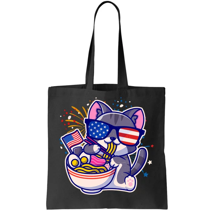 USA Ramen Bowl Kitty America Tote Bag