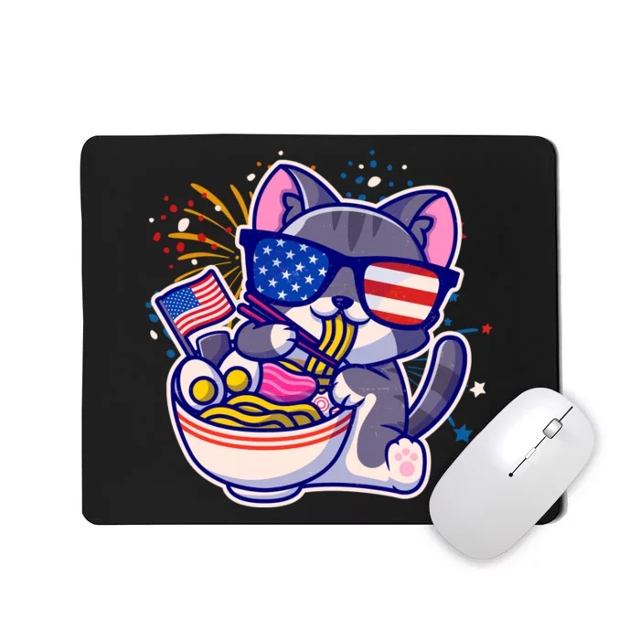 USA Ramen Bowl Kitty America Mousepad