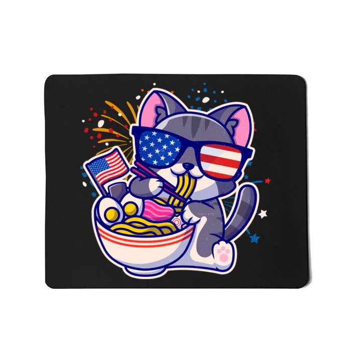 USA Ramen Bowl Kitty America Mousepad