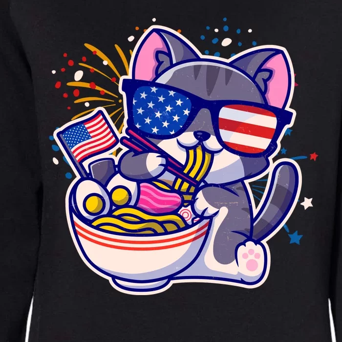 USA Ramen Bowl Kitty America Womens California Wash Sweatshirt