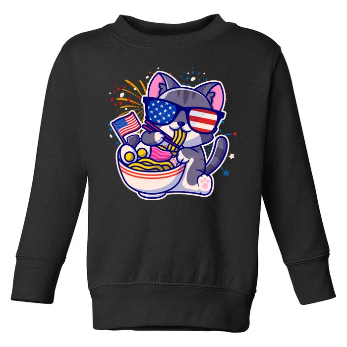 USA Ramen Bowl Kitty America Toddler Sweatshirt