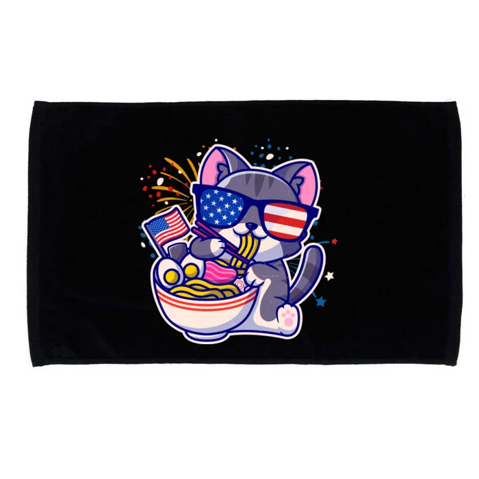 USA Ramen Bowl Kitty America Microfiber Hand Towel