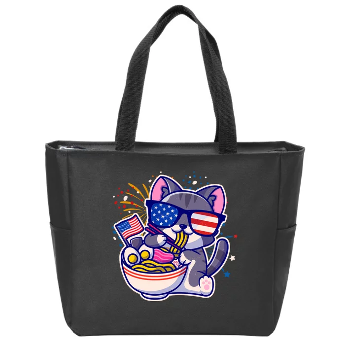 USA Ramen Bowl Kitty America Zip Tote Bag