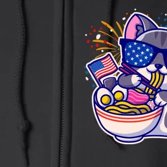 USA Ramen Bowl Kitty America Full Zip Hoodie