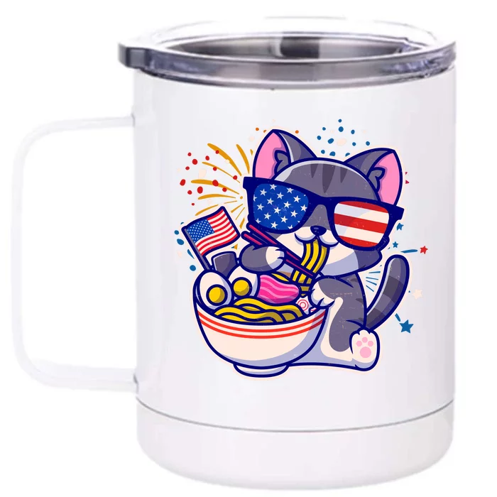 USA Ramen Bowl Kitty America Front & Back 12oz Stainless Steel Tumbler Cup