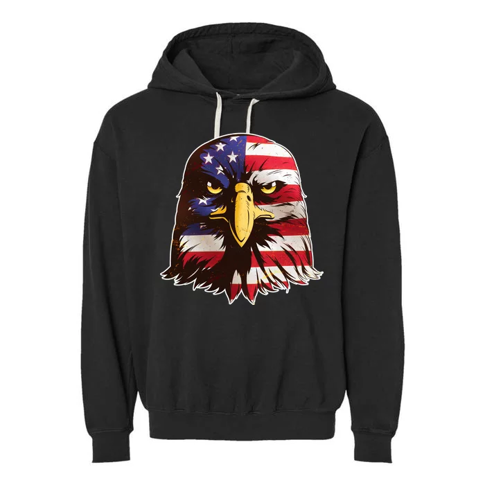 USA Red White And Blue Bald Eagle Garment-Dyed Fleece Hoodie