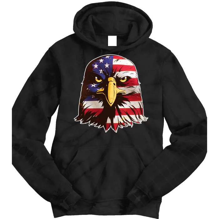 USA Red White And Blue Bald Eagle Tie Dye Hoodie