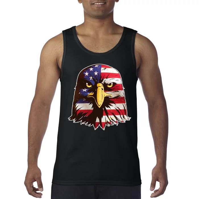 USA Red White And Blue Bald Eagle Tank Top