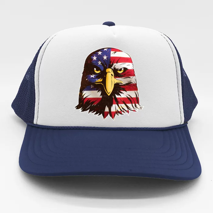 USA Red White And Blue Bald Eagle Trucker Hat