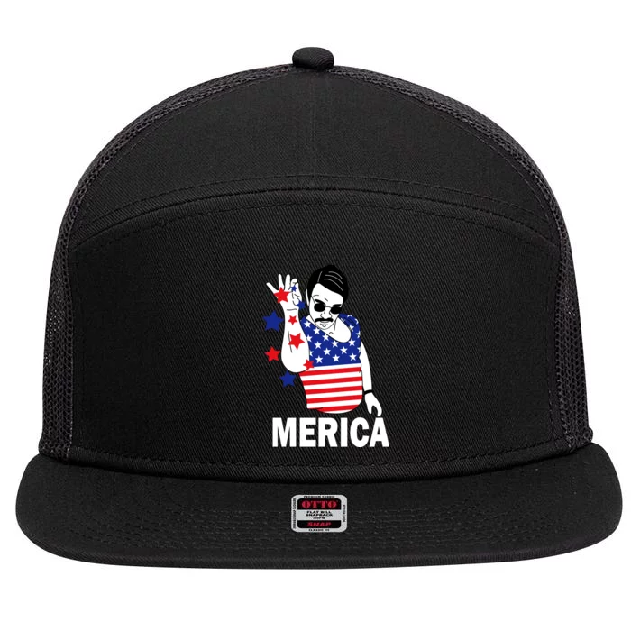 USA Salt Bae Merica 7 Panel Mesh Trucker Snapback Hat