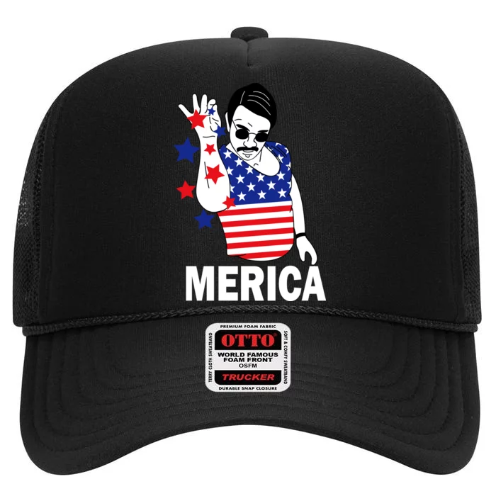 USA Salt Bae Merica High Crown Mesh Trucker Hat