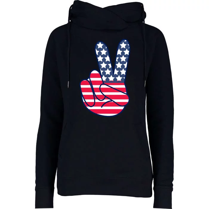 USA Simple Peace Sign Womens Funnel Neck Pullover Hood