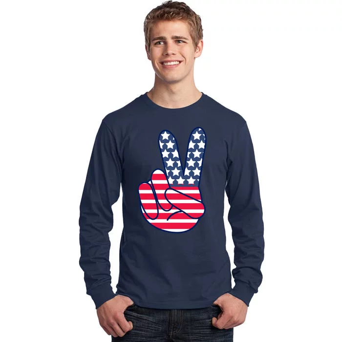 USA Simple Peace Sign Tall Long Sleeve T-Shirt