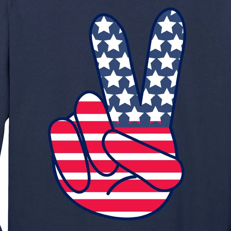 USA Simple Peace Sign Tall Long Sleeve T-Shirt