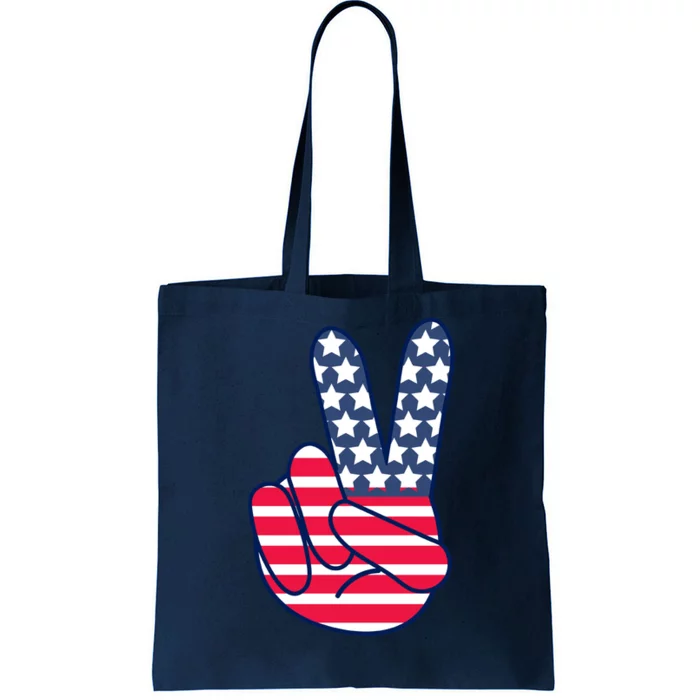 USA Simple Peace Sign Tote Bag