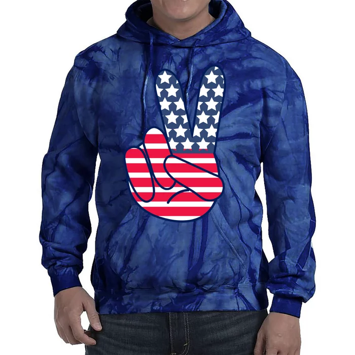 USA Simple Peace Sign Tie Dye Hoodie