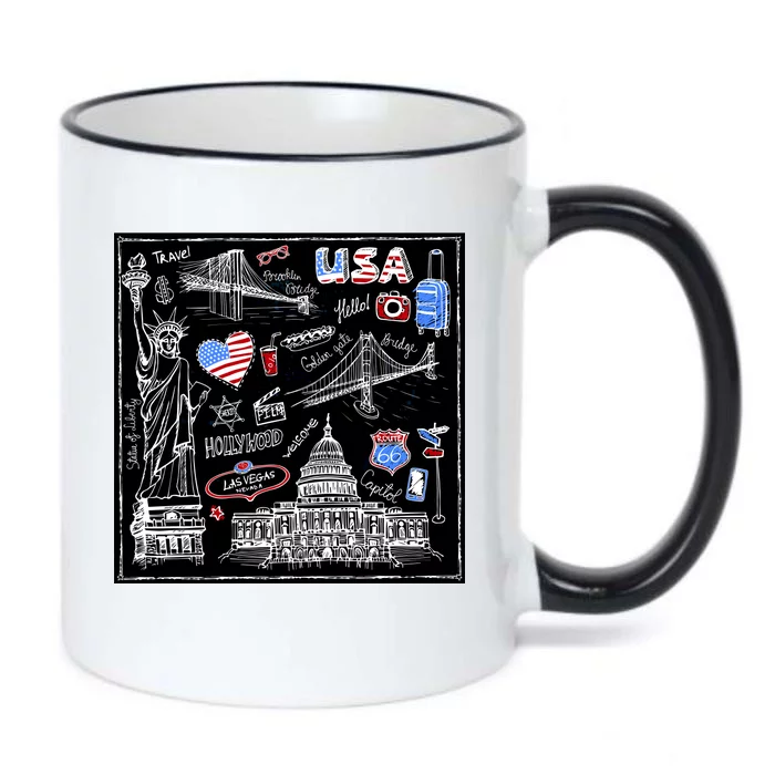 USA Sketch Black Color Changing Mug