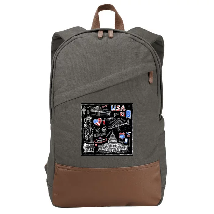 USA Sketch Cotton Canvas Backpack