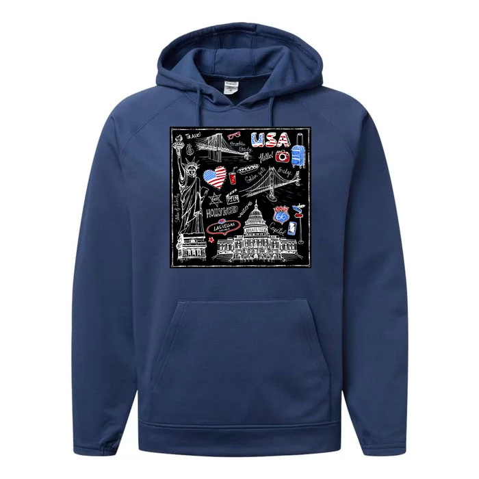 USA Sketch Performance Fleece Hoodie