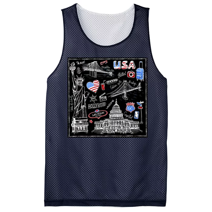 USA Sketch Mesh Reversible Basketball Jersey Tank