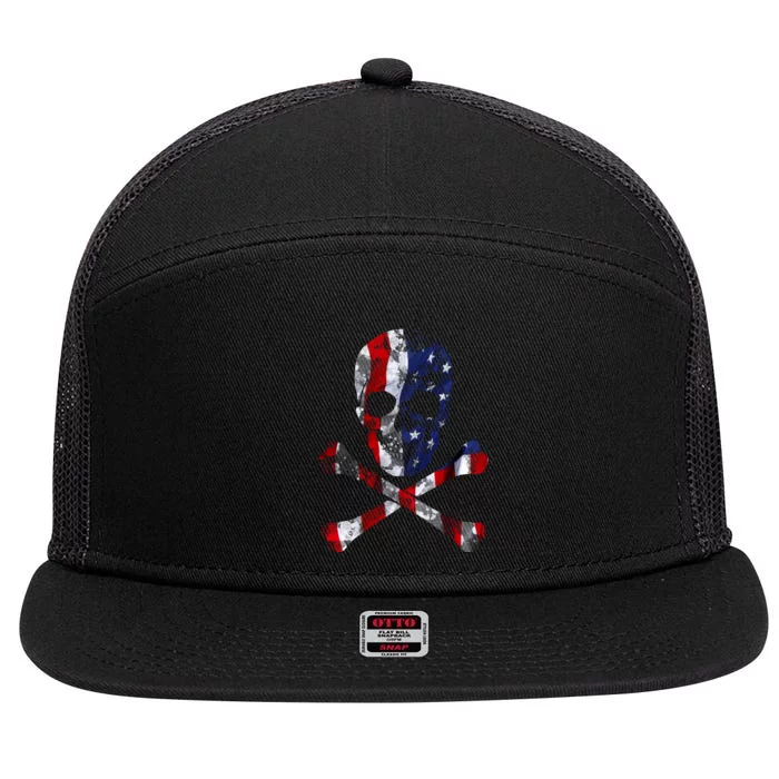 USA Skull Crossbone 7 Panel Mesh Trucker Snapback Hat