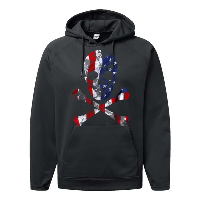 USA Skull Crossbone Performance Fleece Hoodie